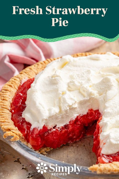 Summer Vacation Recipes, Strawberry Pie Recipe Easy No Jello, Strawberry Desserts Gluten Free, Fresh Strawberry Recipes Easy, Strawberry Pie Recipe Easy, Stawberry Pie, Easy Fresh Strawberry Pie, Strawberries Pie, Best Strawberry Pie