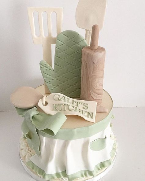 Kitchen Bridal Shower Cake  on Cake Central Cake Paris, Cooking Theme, Chef Cake, Kitchen Bridal Shower, Baking Theme, Cake With Fondant, Baker Cake, Themed Bridal Shower, Bridal Shower Cake