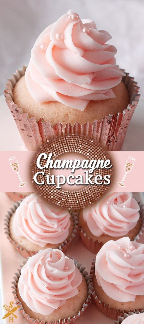 Bridal Shower Cupcakes Recipes, Cake And Cupcake Recipes, Easy Elegant Cupcakes, Cupcake Recipes Decorating, Cocktail Inspired Cupcakes, Lemon Champagne Cupcakes, Champagne Cupcakes From Scratch, Elegant Cupcake Recipes, Italian Cupcake Recipes