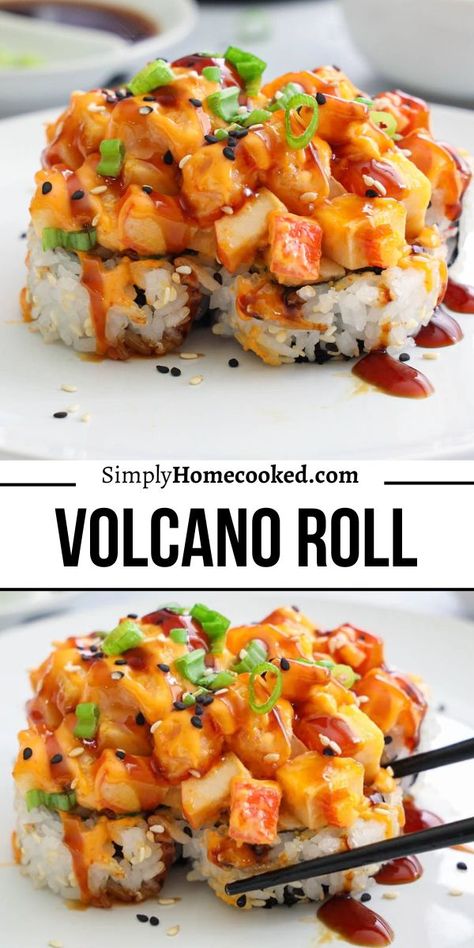 Spicy Shrimp Sushi Stacks, No Fish Sushi Recipes, Sushi With Crab Meat, Homemade Sushi Rolls Crab, Sushi Shrimp Recipes, Breakfast Sushi Rolls, Spicy Shrimp Sushi Bowl, Spicy Crunchy Tuna Roll, Dairy Free Food Recipes