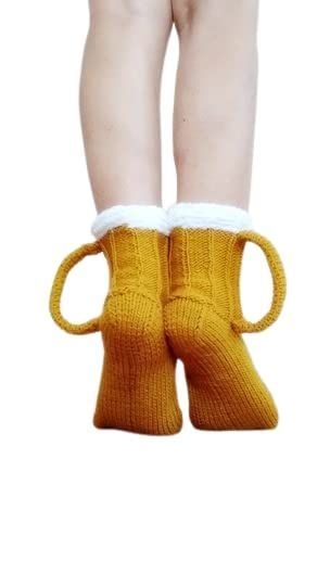 Beer Mug Socks, Funny Knitted Beer Mug Socks, Mug Beer Socks,October Fest Gag Gift,Lovers Beer Socks, Christmas Unisex Gift (us 12 men's) Crochet Beer Mug, Crochet Beer, Socks Crochet, October Fest, Beer Socks, Beer Gift, Oktoberfest Beer, Socks Funny, Stylish Socks