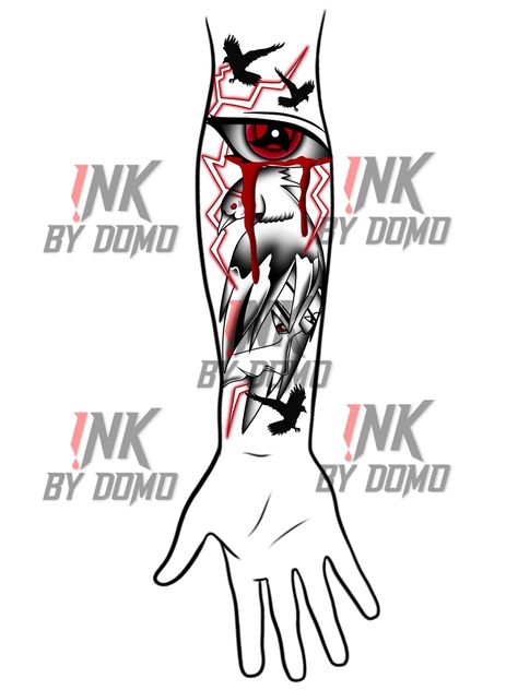 Itachi Design -  #Design #Itachi Forearm Tattoo Men Sleeve Stencil, Hand Sleeve Tattoo, Male Sleeve Tattoo Ideas, Itachi Design, Forearm Tattoo Stencils For Men, Fye Tattoos, Tattoo Designs On Hand, Anime Tats, Itachi Tattoo