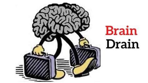 ￼ Brain drain is a slang term that alludes to the loss of human capital from one area to another or from one industry to another. If the professional is not happy with the income there getting in there country then they would emigrate to another country to get a higher wage. Brain drain can have a negative impact on the sending region, such as reduction of human capital, limited capacity to innovate, reduced economic growth, demographic shifts, and a higher cost of public goods. Brain Drain Illustration, Global Economy Illustration, Human Capital Management, Caricature About Globalization, Public Goods, Logo Smart, Brain Drain, Human Capital, Use Your Brain Meme