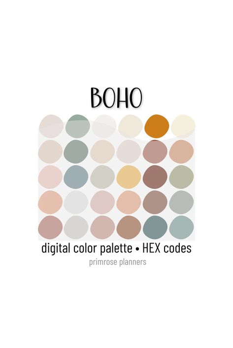 Boho Digital Color Palette Color Chart Goodnotes Tool - Etsy Australia Color Palette Hex Codes, Digital Color Palette, Bohemian Color Palette, Hex Color Palette, Ipad Procreate, Winter Color Palette, Grey Color Palette, Hex Codes, Bohemian Colors