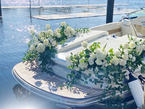 It’s summer and crazy hot so here’s a throwback to when we decorated a boat. That’s how you exit a wedding. #weddingflowers #summer #summertime #boat #boatlife #summerfun #floraldesigner #neworleansweddings #neworleansflorist #nolaflorist #weddinginspo #springwedding #fleurs #floral #blooooms #flowersmakemehappy #flowerstagram #roses #weddingdecor #gardenwedding #leafandpetalnola #whitewedding #summervibes #flowermagic #weddingdetails #summerwedding #summerlove #yachtlife #florals Yacht Flower Arrangements, Boat Wedding, Bridal Shower Decor, Yacht Life, Bridal Shower Decorations, Shower Decor, Summer Of Love, Spring Wedding, Garden Wedding