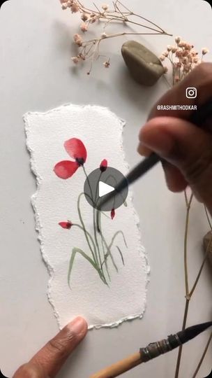 Hania Rani, Poppy Tutorial, Poppy Flower Painting, Watercolor Flowers Tutorial, Art Tutorials Watercolor, Watercolor Poppies, Paint Watercolor, Diy Watercolor Painting, Poppy Painting