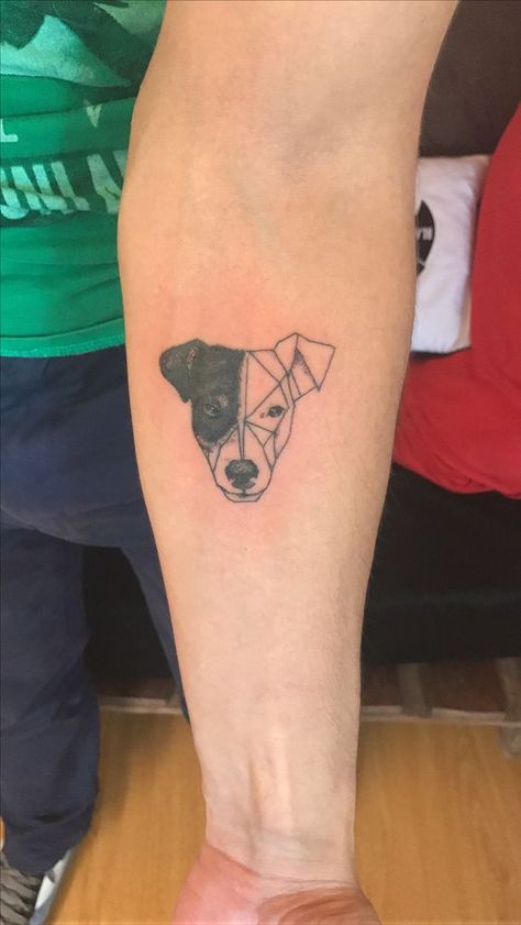 Patchwork, Jack Russell Tattoo Outline, Jack Russell Terrier Tattoo, Jack Russell Tattoo, Terrier Tattoo Ideas, Geometric Dog Tattoo, Chien Jack Russel, Terrier Tattoo, Chicken Tattoo