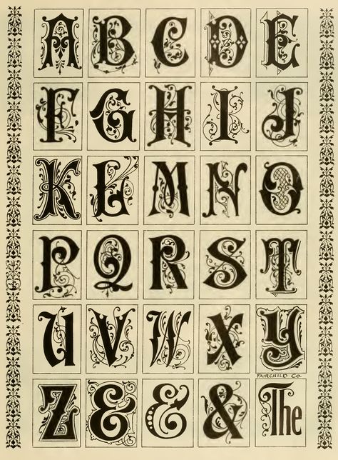 Vintage Typography Ornamental Scroll, Font Tato, Gothic Alphabet, Jessica Hische, Vintage Letters, Alfabet Letters, Typography Alphabet, Vintage Text, Alphabet A