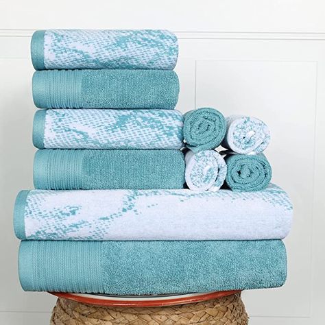 Bath Store, Spa Like Bathroom, Fluffy Towels, Linen Store, Cyan Blue, Towel Pattern, Cotton Bath Towels, Bath Linens, Towels Design