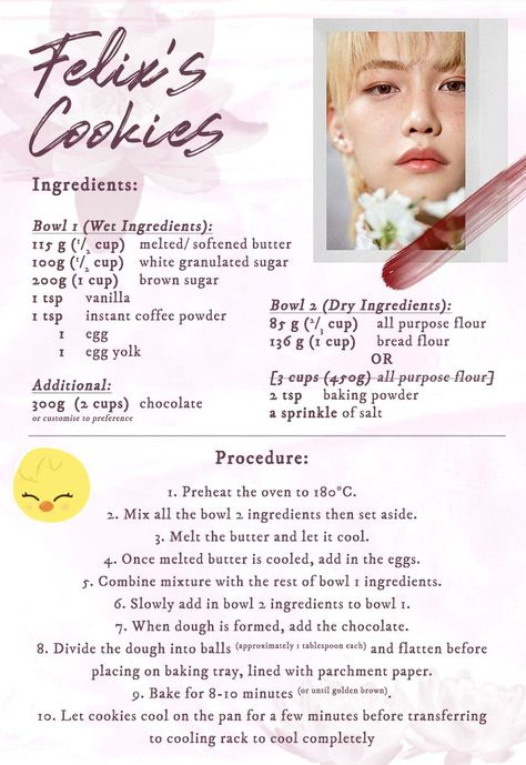 Kpop Idol Recipes, Kpop Recipes, Homemade Cookbook, Sweet Dishes Recipes, Quick Recipes Snacks, Cookies For Kids, Easy Baking Recipes Desserts, Sweet Snacks Recipes, Delicious Snacks Recipes