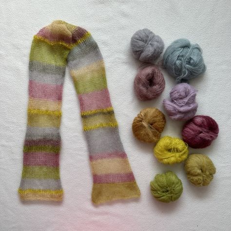 The piece is one of a kind and made with love <3 Ideal winter accessory to brighten your outfit FIT: 137 cm long MATERIAL: mohair + silk + alpaca blended yarns CARE: Handwash in lukewarm water, squeeze gently and dry flat. Thank you for supporting my tiny businness:) Handknit Scarf, Unique Knitwear, Mohair Scarf, Scarf Knitted, Scarf Knit, Alpaca Scarf, Mohair Knit, Striped Scarf, Soft Scarf