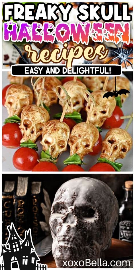 Fang-tastic skull recipe ideas for Halloween Skull Molds Recipes, Skull Party Ideas, Halloween Skull Recipes, Creepy Halloween Dinner, Silicone Skull Mold Recipes, Skeleton Themed Food, Skull Silicone Mold Recipes, Charcuterie Board For Halloween, Halloween Skull Pan Recipes