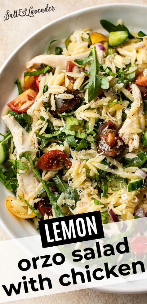 Grilled Chicken Orzo Salad, Lemon Orzo Pasta Salad Recipes, Really Good Salad Recipes, Lemon Orzo Chicken Salad, Lemon Chicken Orzo Pasta Salad, Orzo Salad Chicken, Orzo Pasta With Chicken, Macaroni Grill Orzo Pasta Salad, Salads With Celery