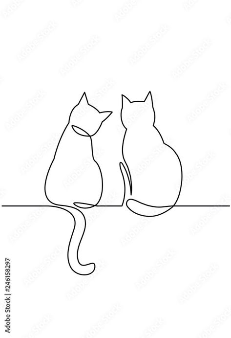 Back Of A Cat Drawing, Cat Silhouette Drawing, Simple Cat Drawings, Cats Silhouette, Continues Line Drawing, Line Drawing Cat, Small Cat Drawing, Cat Silhouette Art, Cat Outline Drawing