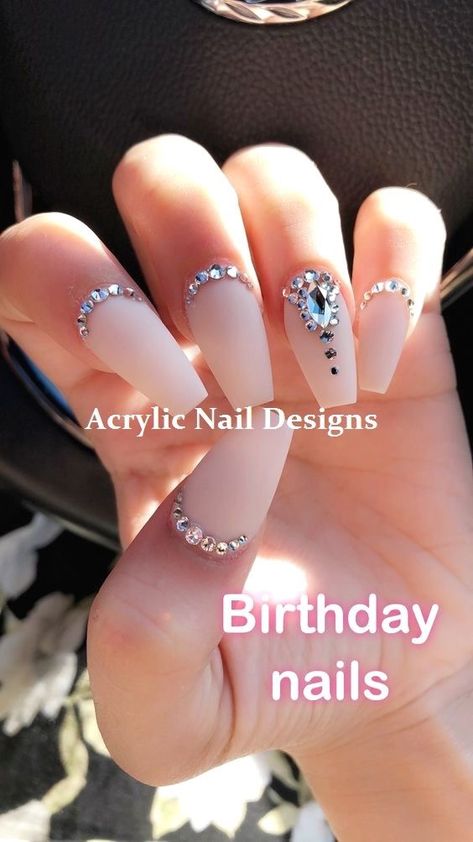 Statement Nails, Nails Design With Rhinestones, Simple Acrylic Nails, Nail Stuff, Nail Sets, Short Nail Designs, Acrylic Nail Art, Birthday Nails, Pedicures