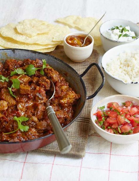 Indian Lamb and Lentil Curry (Dhansak). (Suggestion: Add pineapple chunks.) (Alternate: Use beef in place of the lamb.) Mary Berry Cooks, Lamb Curry Recipes, Tomato Relish, Lamb Curry, Curry Recipes Indian, Lamb Dishes, Berries Recipes, Curry Dishes, Mary Berry