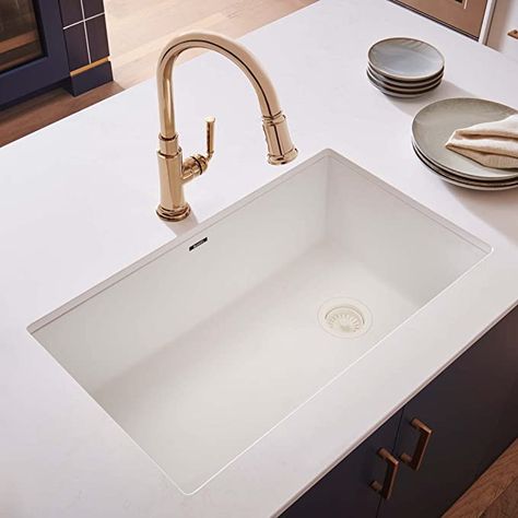 Gold Undermount Kitchen Sink, Undermount Kitchen Sinks Signature Hardware, White Workstation Sink, Franke Undermount Single Bowl Kitchen Sink, Blanco Sinks Undermount, Tall Pantry Cabinet, Granite Composite Kitchen Sink, Composite Sink, Granite Composite Sinks