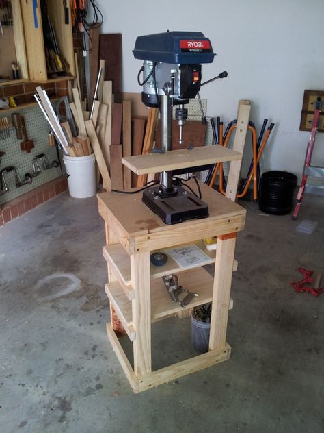 Programmer by day, at night I become...The Woodwork Geek! Kid Furniture, Table Organization Ideas, Workbenches Garage, Diy Drill Press, Saw Blade Storage, Table Organization, Diy Stand, Drill Press Stand, Press Table