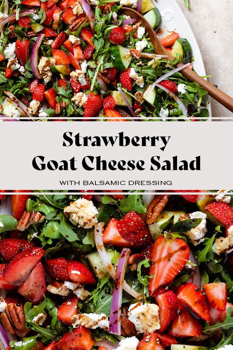 Summer Goat Cheese Salad, Grilled Balsamic Chicken Salad, Salmon Salad With Goat Cheese, Salad With Chicken And Strawberries, Dishes With Goat Cheese, Berry Goat Cheese Salad, Balsamic Salmon Salad, Best Goat Cheese Salad, Summer Salad With Goat Cheese