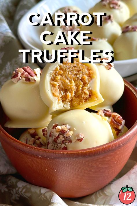 Carrot Cake Truffles | 12 Tomatoes Carrot Cake Truffles 12 Tomatoes, 12tomatoes Recipes Desserts, Truffle Dessert Recipes, Carrot Cake Truffles, Fellowship Ideas, Carrot Cake Balls, Truffle Balls, Truffle Recipes, Cake Portions