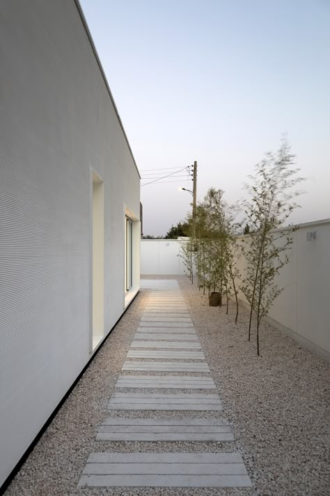 Gallery of Mint House / White on White Studio - 14 Landscaping White House, Cement House Exterior, White Minimalist House, Side Of House Ideas, Minimal Landscape Design, Cement House Design, Minimalistic Garden, Mint House, Outdoor Minimalist