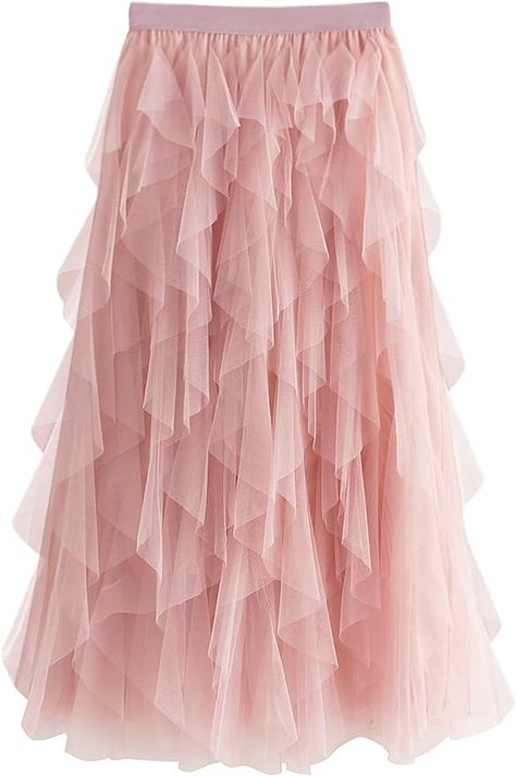 Amazon.com: kydely Tulle Skirts for Women Long Length Tutu Fairy Tiered Skirt A Line Mesh Elastic Waist Skirts Pink One Size : Clothing, Shoes & Jewelry Goddess Outfit, Skirt Aesthetic, Skirt A Line, Tulle Skirts, Cut Clothes, Pink Mermaid, Elastic Waist Skirt, Mermaid Skirt, Skirts For Women