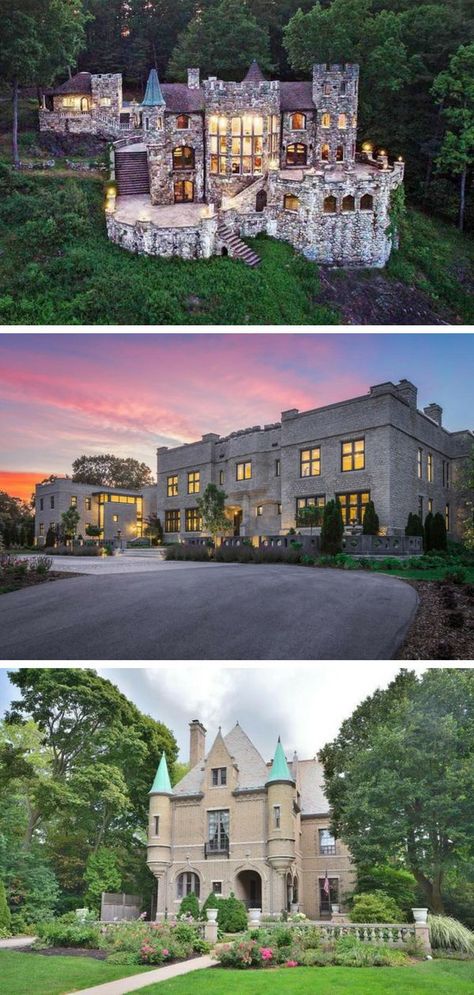 House Like Castle, Castle Home Plans, Castle Homes Modern, Living In A Castle, Castle Home Exterior, Castle Home Decor, Castle Inspired Homes, Castle Like Homes, Castle Style House