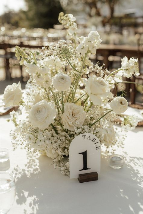 Serendipity Gardens Wedding Darian Shantay Photography — Darian Shantay Photography All White Flower Centerpieces, Elegant Table Decor Wedding, Neutral Wedding Decor Table, Round Table Flower Arrangements Wedding, White Green Flowers Wedding, Wedding Flower Decorations Table, Old Money Wedding Flowers, All White Wedding Florals, Timeless Wedding Flowers