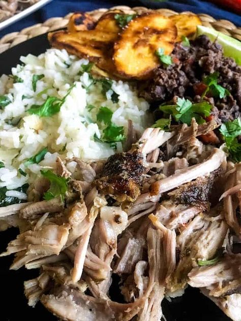 Beans And Plantains, Pork Rice Bowls, Cuban Rice And Beans, Cuban Rice, Baked Plantains, Rice Black Beans, Mojo Pork, Cuban Pork, Pollo Recipe