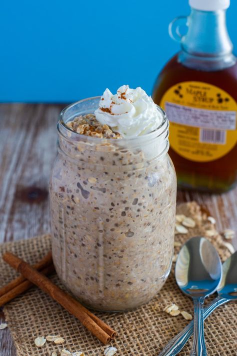 Healthy Dinner That Tastes Good, Fruitless Overnight Oats, Maple Overnight Oats Healthy, Overnight Oats Pancakes, Overnight Oats You Can Heat Up, Food That Reheats Well, Ovrtnight Oats, Oatzempic Recipe, Fruit Overnight Oats Healthy