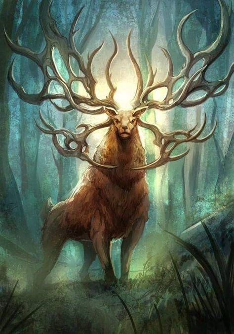 Mythical Deer Art, Elk Fantasy Art, Deer Concept Art, Deer Fantasy Art, Irish Mythical Creatures, Deer Monster, Mythical Deer, Deer Dragon, Fantasy Deer