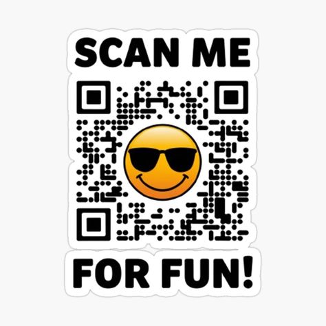 Get my art printed on awesome products. Support me at Redbubble #RBandME: https://www.redbubble.com/i/sticker/scan-me-for-fun-qr-code-by-Wowowshow/164376119.EJUG5?asc=u Scan Qr Code Design, Qr Code Design Posters, Qr Sticker, Stickers With Qr Code, Funny Qr Codes To Scan, Scan Qr Code Poster Design, Qr Code Sticker, Scan Me, Qr Code