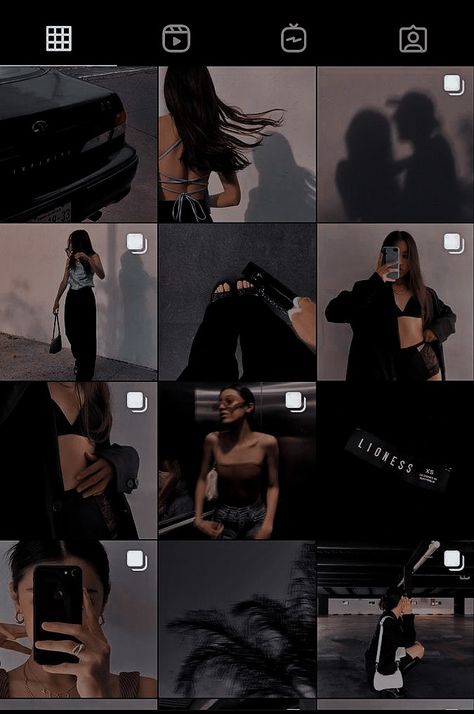 Simple Ig Post Ideas, New Instagram Aesthetic, Female Influencer Aesthetic, Dark Themed Instagram Feed, Aesthetic Influencer Photos, Instagram Influencer Aesthetic Feed, Siren Instagram Feed, Instagram Page Aesthetic Ideas, Different Instagram Aesthetics