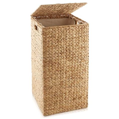 Laundry Basket Sorter, Basket For Clothes, Woven Hamper, Large Laundry Hamper, Hamper With Lid, Double Laundry Hamper, Laundry Hamper With Lid, Laundry Cart, Wicker Hamper