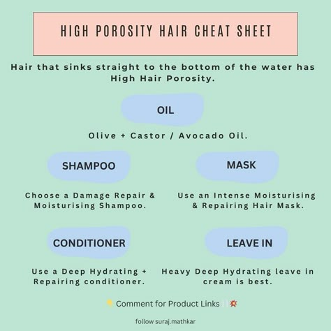 Sharing the Cheat Sheet - Weekly Routine for HIGH Porosity Hair ✨ ✅ Following this basic Hair Care routine can fix majority of the problems; incase any more queries feel free to Comment down. 🤝 Make sure you follow me to receive the Links 🔗 in your DM💌 #highporosityhair #highporosity #hairproducts #haircare #haircaretips #surajmathkar How To Take Care Of High Porosity Hair, Hair Care For High Porosity Hair, High Porosity Hair Care Routine, High Porosity Hair Routine, Oils For High Porosity Hair, High Hair Porosity, High Porosity Hair Tips, Black Hair Care Routine, High Porosity Hair Care