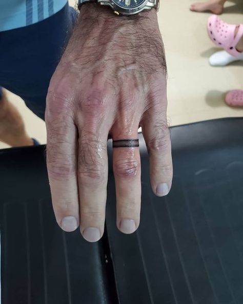 Tattooed Ring Finger Men, Men's Wedding Ring Tattoo, Tattooed Rings Wedding, Wedding Tattoos Finger Men, Tattooed Wedding Ring, Wedding Tattoos For Men, Tattoo Ring Finger Men, Tattoo Rings Wedding Men, Men Tattoo Wedding Ring