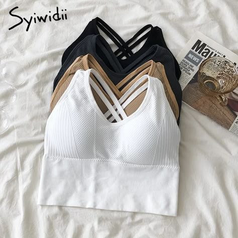 Syiwidii White Cross Criss Tank Top Women Summer New Sexy Streetwear Crop Top Built In Bra Female Casual Wrap Chest Short Vest Slytherin Clothes, Chic Dress Classy, Fitness Wear Outfits, Cute Sleepwear, Fashion Vocabulary, Tank Top Women, White Cross, Short Vest, New Bra