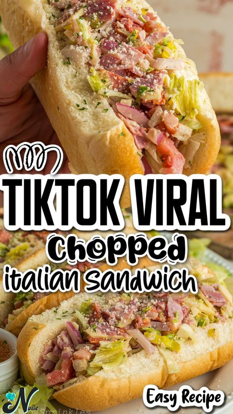 Sandwich Meals Dinners, Tik Tok Chopped Sandwich, Tiktok Italian Sub, French Roll Sandwich Ideas, Dinner Sandwich Recipes Families, Classic Italian Sandwich, Spicy Italian Sandwich Recipes, Italian Hero Sandwich, Panera Italian Sandwich Recipe