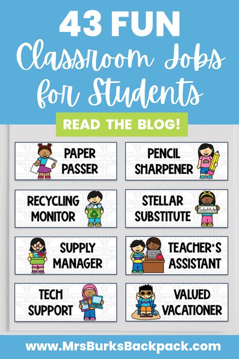 Elementary school teachers, here's your secret classroom management tool for an organized, responsible classroom community. Improve your classroom management with this simple and effective Classroom Jobs Chart! Teach your students responsibility and build community. This student helpers chart with creative student job ideas will transform your teaching experience. Say goodbye to classroom chaos and hello to a well-organized, engaged, and happy class. Find out how in this blog post! Student Job Chart, Classroom Helper Chart, Classroom Jobs Chart, Classroom Job Application, Student Job, Helper Chart, Classroom Jobs Display, Classroom Job Chart, Application Writing