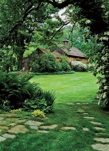 Garden Paths, Shaded Garden, Stone Path, Garden Cottage, Green Grass, Shade Garden, Lush Green, Dream Garden, Garden And Yard