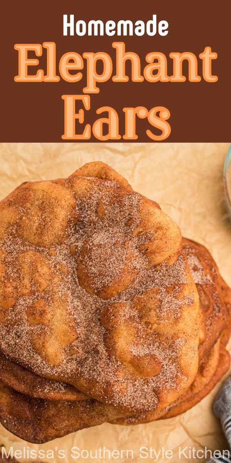 Homemade Elephant Ears, Elephant Ear Recipe, Elephant Ears Recipe, Carnival Food, Homemade Pastries, Homemade Dough, Funnel Cake, Bread Recipes Sweet, Elephant Ears