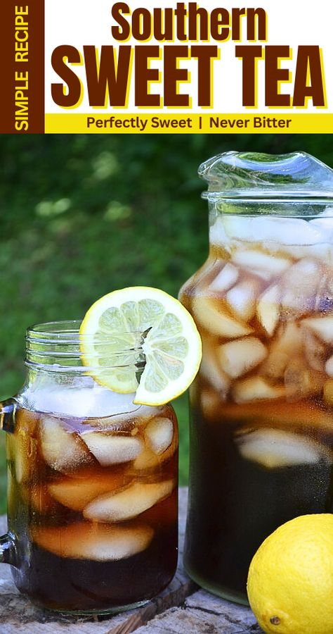 Best Southern Sweet Tea Recipe, How To Make The Best Sweet Tea, Home Made Sweet Tea, Chick Fil A Sweet Tea Recipe, The Best Sweet Tea, Homemade Sweet Tea Recipe, Best Sweet Tea Recipe, How To Make Sweet Tea, Luzianne Sweet Tea Recipe