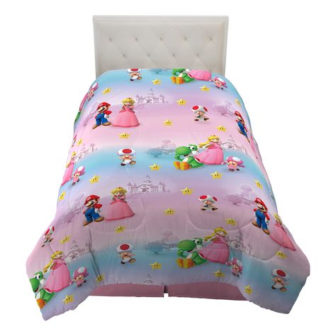 Princess Peach Bedroom Ideas, Princess Peach Bedroom, Kids Princess Bed, Mario Girl, Peach Bedroom, Peach Bedding, Mario Room, Peach Girl, Bedroom Girl