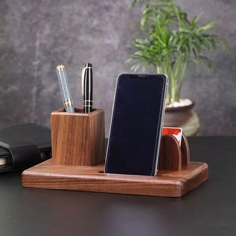 Small Wooden Desk, Walnut Wood Desk, Cherry Wood Desk, Wood Pen Holder, Wooden Docking Station, Desk Caddy, Wooden Desk Organizer, Desk Essentials, Valet Tray