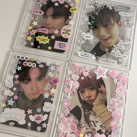 Blue Toploader, Top Loader Deco Kpop, Photocard Toploader, Photocard Deco, Pc Decoration, Sticker Deco, Kpop Deco, Toploader Deco, Study Desk Decor