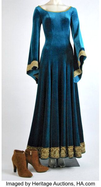 "Queen Merida" gown from Once Upon a Time Season 5, Episode 19.... | Lot #1373 | Heritage Auctions Flowy Medieval Dress, Queen Dress Royal Medieval, Fantasy History, Merida Dress, Elven Dress, Reign Dresses, Period Outfit, Fantasy Gowns, Victorian Clothing