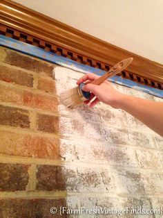 How to Whitewash Brick with chalk type paint How To Whitewash Brick, Whitewash Brick, How To Whitewash, Fireplace Redo, White Wash Brick, Interior Vintage, Fireplace Makeover, Painted Brick, Brick Fireplace