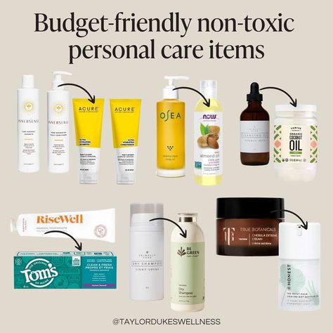 *Lesser expensive* non-toxic personal care swaps for the *more expensive* non-toxic alternatives…⁠ ⁠ 💜@acurebeauty shampoo and… | Instagram Non Toxic Hygiene Products, Non Toxic Brands, Non Toxic Skin Care Routine, Non Toxic Body Care, Non Toxic Hair Products, Non Toxic Swaps, Non Toxic Shampoo And Conditioner, Non Toxic Dry Shampoo, Non Toxic Toothpaste