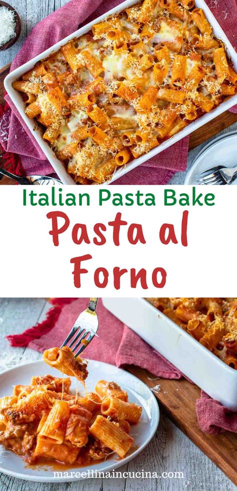 Pasta al Forno, an oven baked pasta with a creamy and cheesy sauce, is delicious and easy to make. This step by step recipe gives you detailed instructions on how to prepare this classic Italian dish. #PastaAlForno #ItalianPastaRecipes #BakedPasta Italian Baked Pasta Recipes, Pasta Al Forno Recipe 12 Tomatoes, Pasta Al Forno 12 Tomatoes, Pasta In The Oven Easy Recipes, Pasta Oven Recipes, Tortiglioni Recipes Pasta, Oven Baked Pasta Dishes, Pasta In Oven Recipes, Pasta Al Forno Recipe