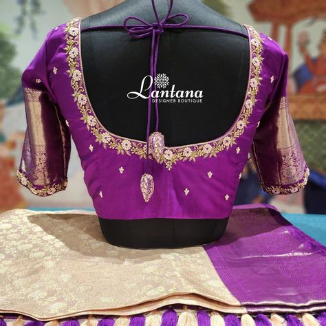 Elegance in Purple Embroidered perfection Purple blouse featuring intricate floral embroidery along the neckline &sleeves .Designed with Elegant tassels💜 @lantanaboutiquebangalore Marathahalli, Bangalore #fashion #purple #blousedesign #embroidery #neckline #sleeves #floralembroidery #tassels #bridalware #bridalembroidery #bridesofindia #bridesofinstagram #trending #new #posts #post #instapost #saree Thread Embroidered Blouse Designs, Bangalore Fashion, Gold Silk Saree, Silk Saree Blouse Designs Patterns, Fashionable Saree, Embroidery Neckline, Latest Bridal Blouse Designs, Cutwork Blouse, Model Blouse